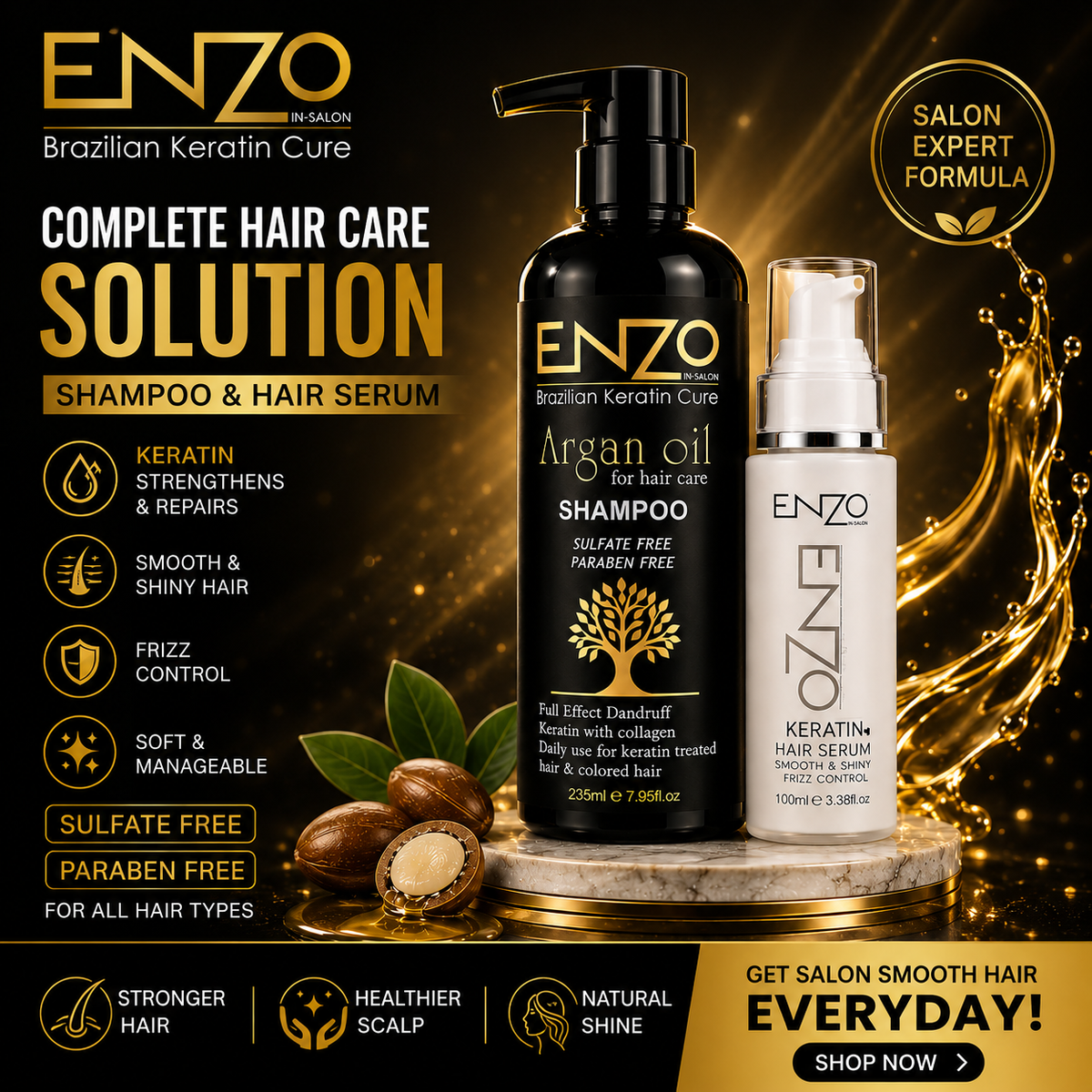 ENZO Hair Serum – Smooth, Shiny &amp; Frizz-Free Hair